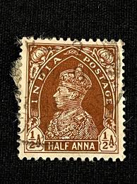 Colonial India King George VI Half Anna Stamp Used Brown 1937-1938
