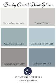 Paint color scheme featuring greige and mint! Color Palettes Consulting Sherwin Williams Paints Colors For Your Beach And Coastal Sherwin Williams Paint Colors Paint Colors For Home House Color Palettes