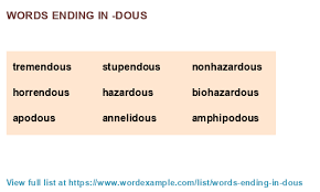 Words Ending In Dous 83 Results