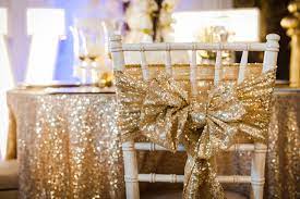 gold sequin sash event hire sparkly wedding decor gold wedding chairs wedding linens