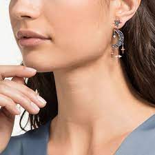 Swarovski Symbolic Earrings Graduated Crystals Moon And Star Multicolored Rose Gold Tone Plated By Swarovski Morganite Earrings Studs Earings Piercings Crystal Bridal Earrings