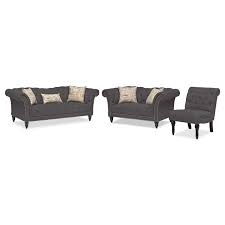 living room furniture marisol sofa loveseat and armless chair set charcoal value city furniture sofa and loveseat set furniture