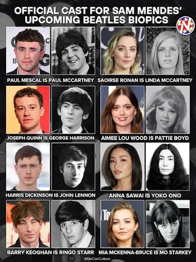 The casting for the four upcoming biopics of #TheBeatles has been finalized! The four individuals biopics directed by Sam Mendes will focus on each member of The Beatles. The cast includes: ✨