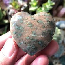 Beautiful And Rare 2 Inch Nundoorite Heart Shaped Crystal With Gorgeous Green And Brown Matrix From Australia Crystals Heart Shapes Green And Brown