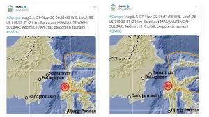 Gempa tersebut disebut tidak berpotensi tsunami. Gempa Magnitudo 5 1 Guncang Mamuju Tengah Sulawesi Barat Pagi Ini Tribunnews Com Mobile