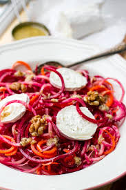 Raw Beetroot Salad With Goat S Cheese Walnut Dressing Irena Macri Recipe In 2020 Beetroot Salad Raw Beetroot Salad Walnut Salad