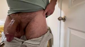 Flaunting my big curved cock openly