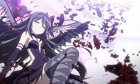 Konachan Com 193812 Akemi Homura Black Hair Dress Feathers Headband Izumi Bell Long Hair Mahou Shoujo Ma Madoka Magica Mahō Shōjo Madoka Magica Modoka Magica