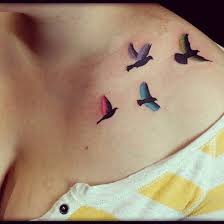 Family 4 Birds On A Branch Tattoo Birds Representing Children And Their Birthstones Cage Tattoos Tattoos For Daughters Neck Tattoo
