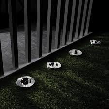 Merkury innovations curtain lights, cascading merkury innovations motionglo, motion activated indoor outdoor weatherproof led night light, easy rotating mounting, battery operated. Merkury Innovations Solar Powered Brushed Aluminum Outdoor Integrated Led Pathway Lights Landscape Lighting Ip44 Weatherproof 4 Pack Mi Las05 976 The Home Depot