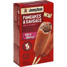 Comprehensive nutrition resource for jimmy dean griddle cake, sausage, egg & cheese on maple pancakes. Jimmy Dean Very Berry Pancakes Sausage On A Stick 12 5 Oz Box Sausage Phelps Market