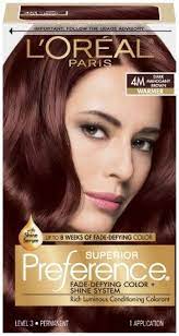 L Oreal Paris Superior Preference Fade Defying Color Shine System 4m Dark Mahogany Brown 1 Kit Je Hair Color Plum Hair Color Mahogany Mahogany Brown Hair