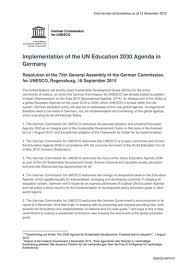 Implementation Of The Un Education 2030 Agenda In Germany Resolution Of The 75th General Assembly Of The German Commission For Unesco Regensburg 18 September 2015 Unesco Digital Library