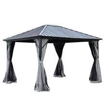 This gazebo is a stylish and sturdy outdoor patio canopy that covers up to 890 square feet. Blacks Gazebos Shade Structures The Home Depot