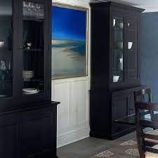 Dining room cabinets online including buffets, china, credenzas, hutches and sideboards. Black Dining Room Black Breakfront Cabinets With Glass Doors Interior Design Dining Room Dining Room Cabinet Transitional Dining Room