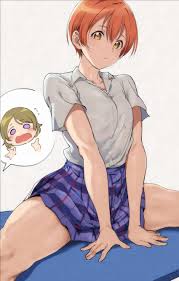 plaid, koizumi hanayo, open collar, mat, blue skirt - Anime R34