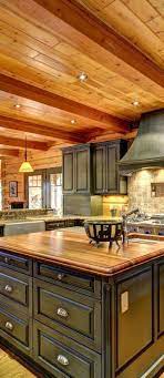 Chalk painted kitchen cabinets were all the rage several years ago. Log Home Kitchen True North Log Homes Log Home Kitchens Log Cabin Kitchens Rustic Kitchen Cabinets
