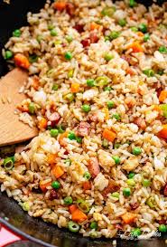 Fried Rice With Crispy Bacon And Fluffy Eggs Is Better Than Take Out And So Easy To Make Why Go Out Fried Rice With Egg Bacon Recipes Bacon Fried Rice Recipe