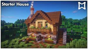 Minecraft Simple Survival Starter House Tutorial Easy Minecraft Survival Cute Minecraft Houses Easy Minecraft Houses