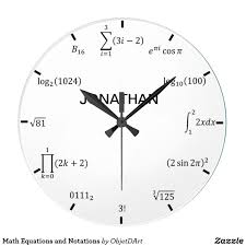Math Equations And Notations Large Clock Zazzle Com In 2020 Math Clock Clock Wall Clock