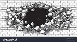Black And White Bricks Clip Art Cartoon Clip Art Illustration Of A Hole In A Wide Brick Or Cinder Block Wall Breaking Or Exploding Outward Ideal As A Cartoon Clip Art Fancy Art Graffiti Wall