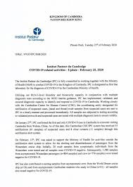 Institut pasteur du cambodge asub kohas phnom penh. Institut Pasteur Du Cambodge Covid 19 Related Activities Update On 25 February 2020 Open Development Cambodia Odc