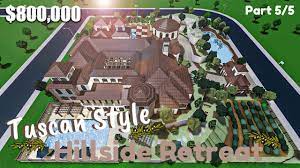 Showcasing deluxe amenities and modern floor plans that satisfy all your family's needs, archival designs has ensured comfortable and gorgeous details inside and out! Bloxburg Tuscan Style Hillside Retreat Mega Mansion House Build Roblox Part 5 5 Youtube
