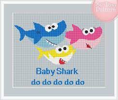 Baby shark cross stitch patterns. Family Shark Cross Stitch Pattern Digital Cross Stitch Baby Etsy Cross Stitch Cross Stitch Baby Modern Cross Stitch