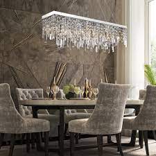 This chandelier can be hung or attached. Rectangular Linear Design Crystal Chandelier For Dining Room Sofary