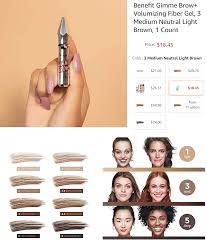 Benefit Gimme Brow Volumizing Fiber Gel 3 Medium Neutral Light Brown 1 Count Fibre Gel Beauty Makeup Makeup