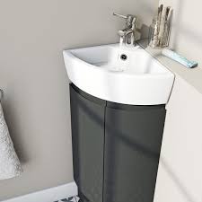 mode harrison slate gloss grey corner floorstanding vanity unit and basin 325mm small bathroom sinks corner sink bathroom small small toilet room