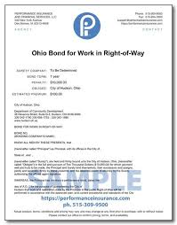 Check spelling or type a new query. Ohio Bond For Work In Right Of Way