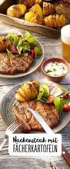 Schweinenackensteak In Barbecuemarinade Mit Facherkartoffeln Rezept Rezept Schweinenackensteak Rezepte Facherkartoffeln