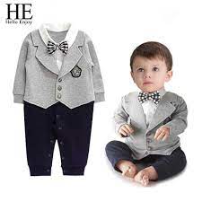 Autumn Winter Baby Romper Baby Boy Christmas Party Outfits Newborn Cotton Long Sleeves Gentleman Bow Tie Jumpsuit Newborn Outfits Outfit Sets Baby Boy Outfits