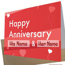 Specially Name Wishes Wedding Anniversary Card Image Write Couple Name On Happ In 2020 Wedding Anniversary Greeting Cards Wedding Anniversary Cards Wedding Day Wishes