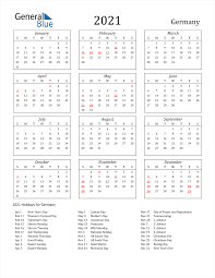 Academic years begin with summer term. 2021 Germany Calendar With Holidays