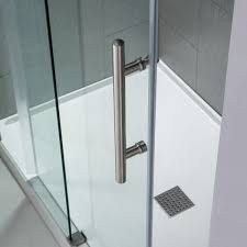 One can clean shower glass doors using a few tools: á… Woodbridge Frameless Shower Doors 68 72 Width X 76 Height With 3 8 10mm Clear Tempered Glass In Brushed Nickel Finish Woodbridge