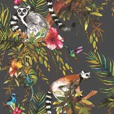 Lemur Wallpaper Teal Holden 12402 Teal Wallpaper Feature Wallpaper Tropical Wallpaper