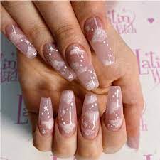 Two nails are bright pink, one is ombre purple and the next nail is the mix of two with gorgeous butterfly art. Amazon Com Feilisa Extra Long Fakes Nails Women S Press On Coffin Nails Acrylic Transparent False Nails Full Cover Butterfly Nails 24pcs Pink Clouds Beauty
