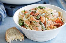 Smoked Salmon And Prawn Linguine Tesco Real Food Recipe Salmon Pasta Pasta Recipes Healthy Salmon Recipes