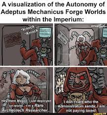 A visualization of the Autonomy of Adeptus Mechanicus Forge Worlds within  the Imperium: HOLDING II Hey