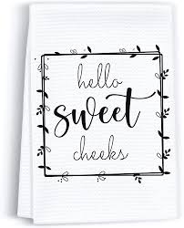 Decorative tea towels for the country kitchen. Buy Peaces Of Joy Hello Sweet Cheeks Funny Hand Towel Sayings For Bathroom Rustic Cute Dish Kitchen Towels For Home Decorative Farmhouse Bath Sign Gifts Online In Turkey B08whprfyn