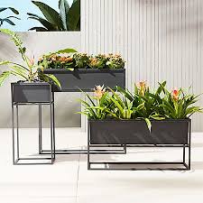 Kronos Outdoor Raised Planters Cb2 In 2020 Industrial Planter Outdoor Planters Modern Planters