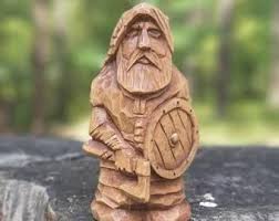 Unique Wooden Figurines Of Norse Gods And Vikings Ot Woodartsstore Carving Wood Carving Faces Wood Carving Art