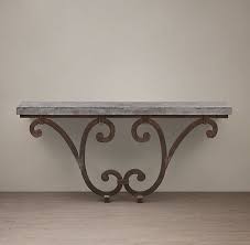 Circa 1940 Iron Scroll Bluestone Console Wrought Iron Decor Wrought Iron Console Table Iron Console Table