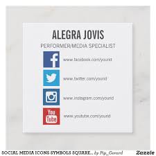 Social media icons make it easier for people to find your business on social media, helping you connect with your customers and increase your following. Social Media Icons Symbols Square Business Card Zazzle Com Square Business Card Media Business Cards Square Business Cards
