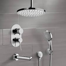 You can also check below the installation guide here for the different rain showerheads as well as videos available on bathselect for step by step shower installations. Remer Tsh47 By Nameek S Tyga Chrome Tub And Shower Set With Ceiling Rain Shower Head And Hand Shower Thebathoutlet