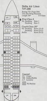 vintage airline seat map delta air lines boeing 737 200