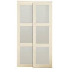 Reliabilt 48 In X 80 In Frosted Glass Prefinished Mdf Sliding Door Hardware Included 449417 In 2021 Sliding Closet Doors Bifold Closet Doors Sliding Doors Interior