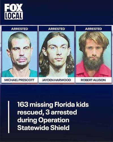 A historic Florida child recovery operation rescued 163 missing children and led to multiple arrests across several regions. MORE BELOW ⬇️